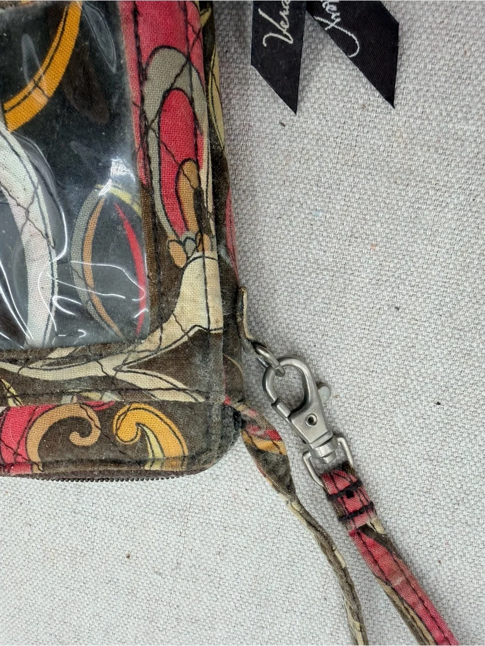 Vera Bradley Brown Pink Yellow Floral ID Wallet